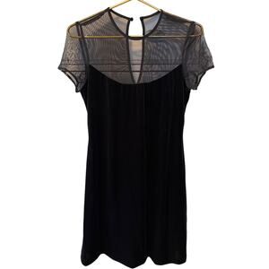 Vintage Y2K Black Velvet Sheer Detail Dress Women's Size 8 Night Way Collections